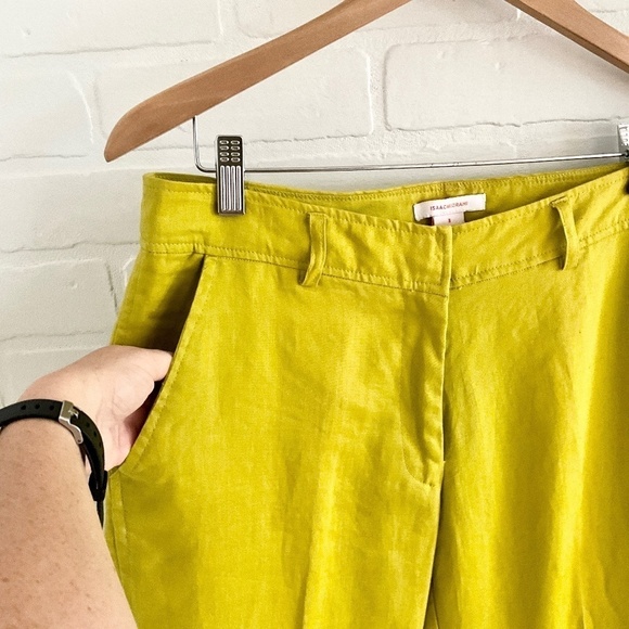 Isaac Mizrahi Trousers Pants Crop Linen Wide leg Green/Olive oil/lime Sz 8 - Picture 4 of 12